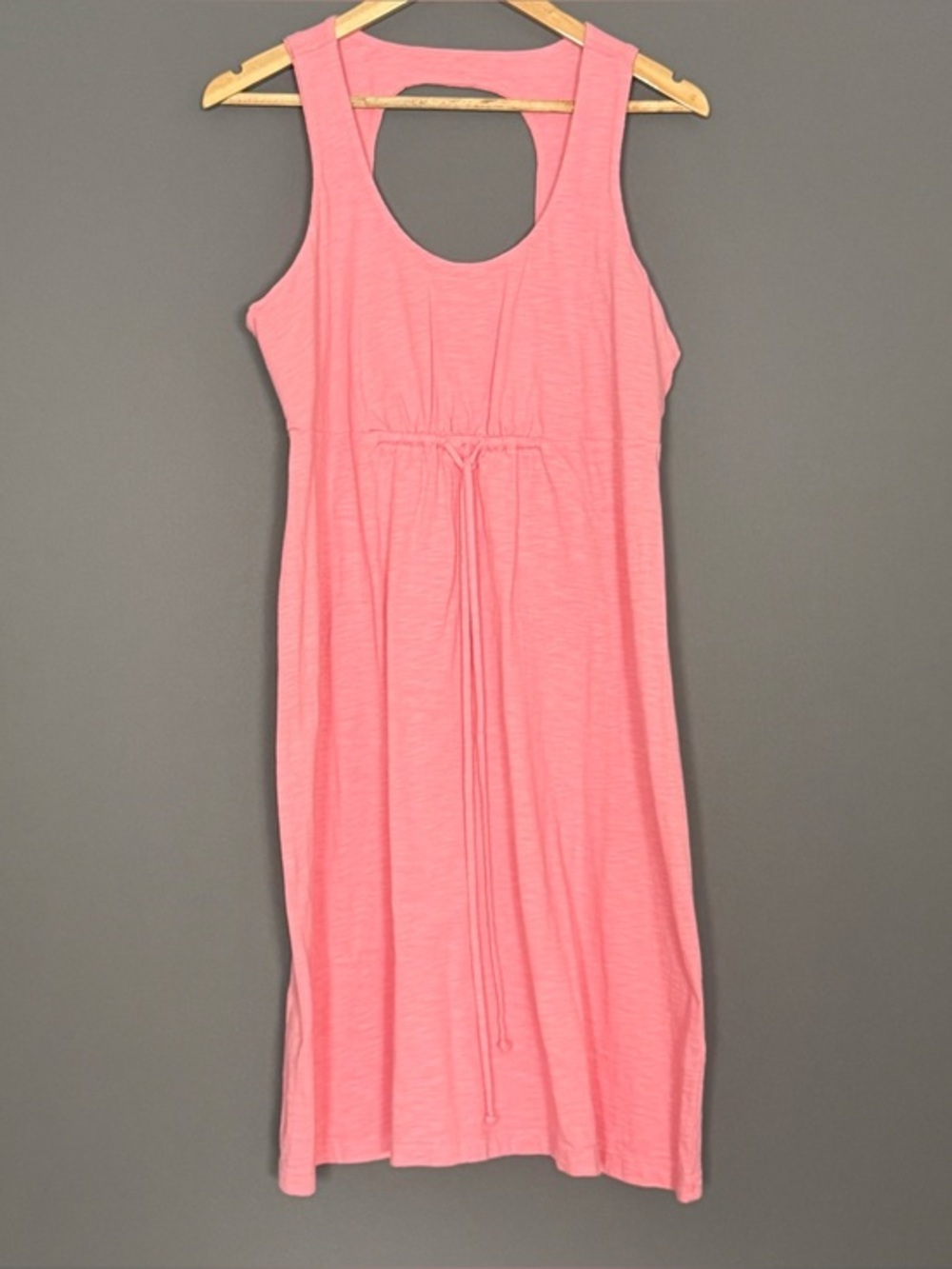 Fresh Produce Cutout Back Cotton Midi Dress Women Coral Pink M Boho Resort